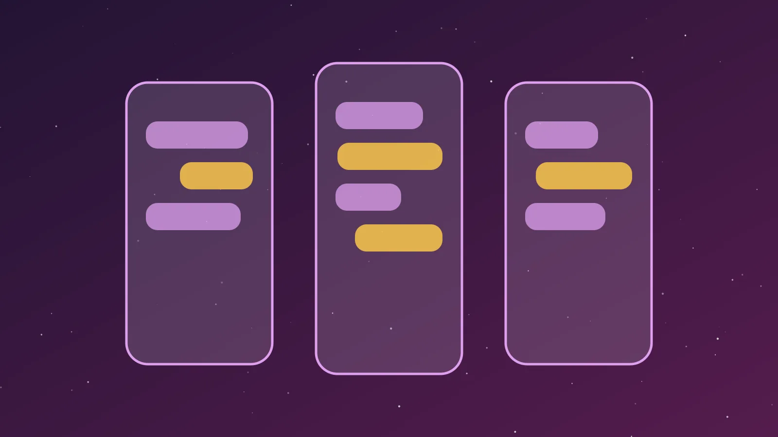 Three phone screens showing astrology chat conversations